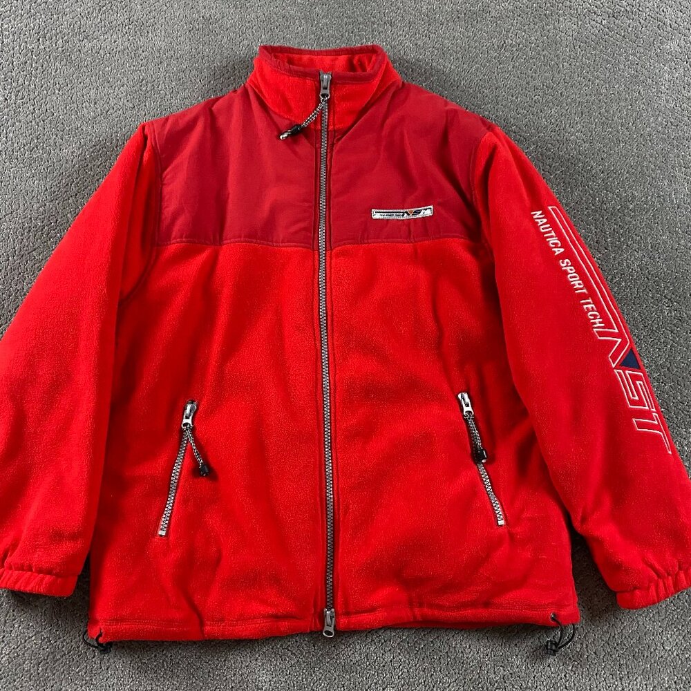 Vintage 90s Nautica Competition Sport Tech NST Fleece Jacket Men's XXL Spell Out